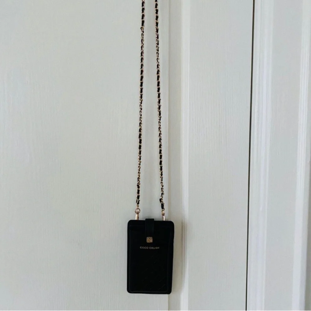 Brand New Chanel Coco Crush Black Quilted Faux Leather Phone Card Crossbody Bag